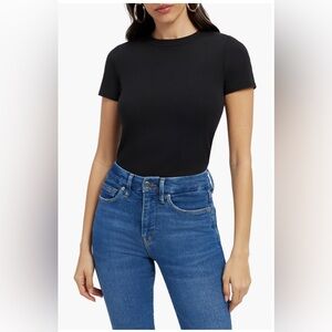 Good American Stretch Cotton Baby Tee - Black